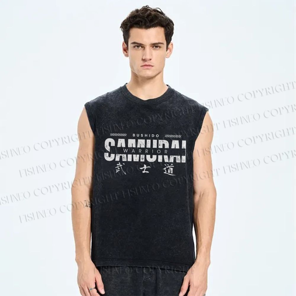 Unisex Bushido Printed Washed Tank Top