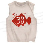 Unisex Tsukiji Fish Printed Washed Tank Top