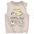 Unisex Cartoon Fish Printed Washed Tank Top