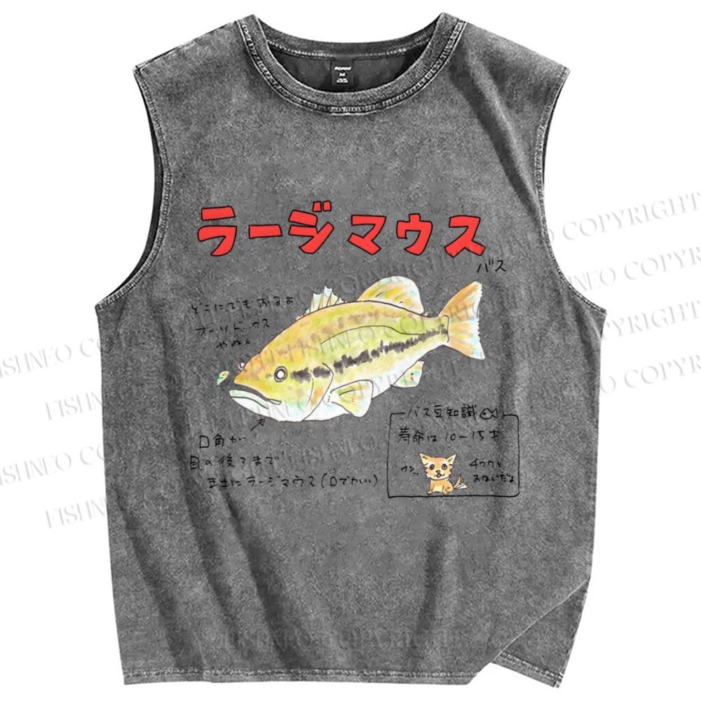 Unisex Cartoon Fish Printed Washed Tank Top