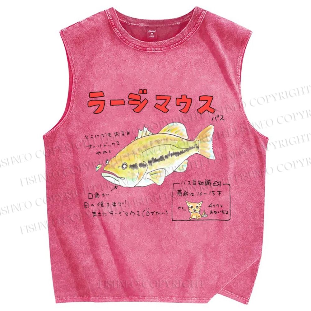 Unisex Cartoon Fish Printed Washed Tank Top