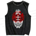 Unisex Samurai Printed Washed Tank Top