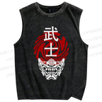 Unisex Samurai Printed Washed Tank Top