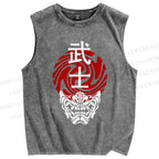 Unisex Samurai Printed Washed Tank Top