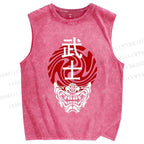 Unisex Samurai Printed Washed Tank Top
