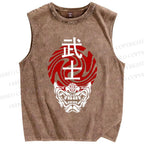 Unisex Samurai Printed Washed Tank Top