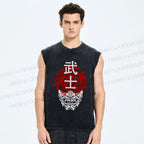 Unisex Samurai Printed Washed Tank Top