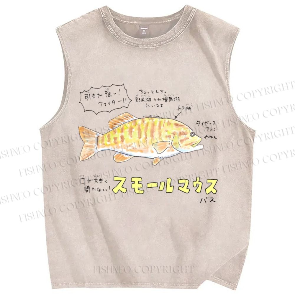 Unisex Cartoon Fish Printed Washed Tank Top