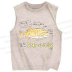 Unisex Cartoon Fish Printed Washed Tank Top