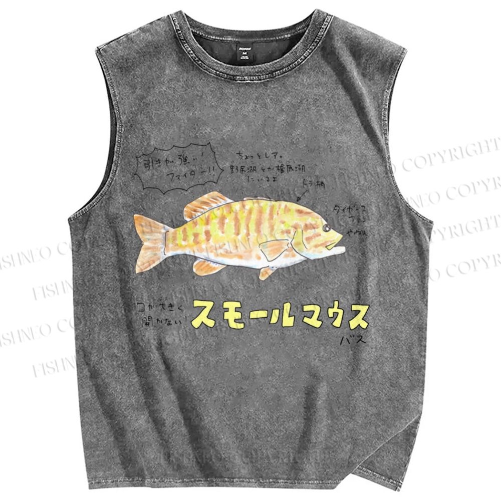 Unisex Cartoon Fish Printed Washed Tank Top