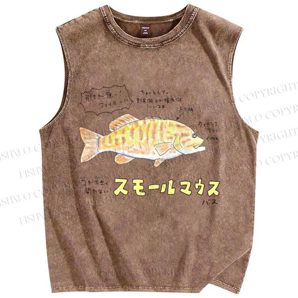 Unisex Cartoon Fish Printed Washed Tank Top