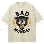 Unisex Bad Monday Tiger Printed Washed Tee