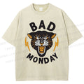 Unisex Bad Monday Tiger Printed Washed Tee