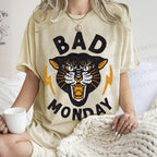 Unisex Bad Monday Tiger Printed Washed Tee