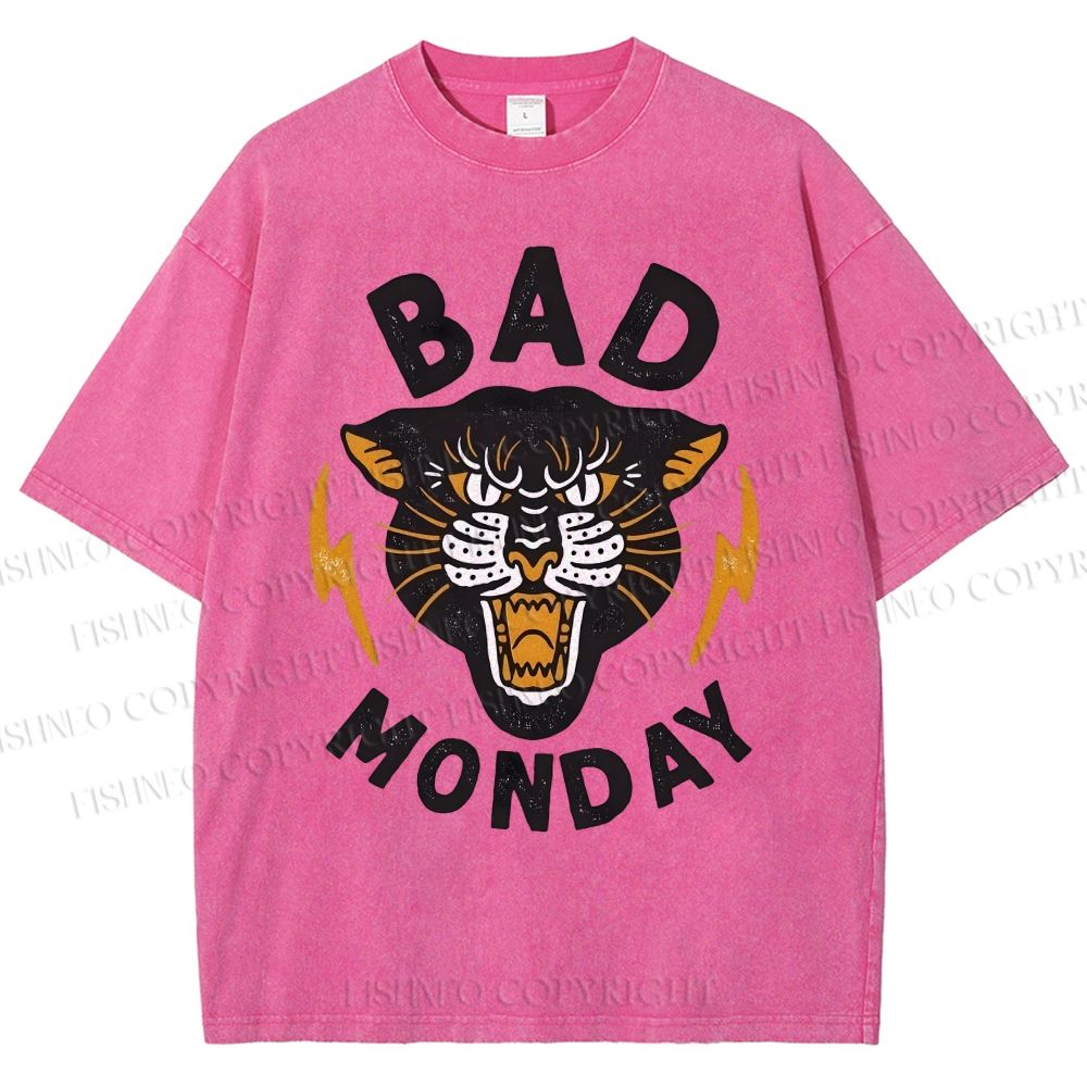 Unisex Bad Monday Tiger Printed Washed Tee