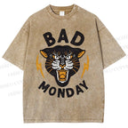 Unisex Bad Monday Tiger Printed Washed Tee