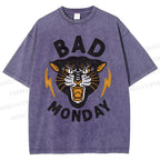 Unisex Bad Monday Tiger Printed Washed Tee