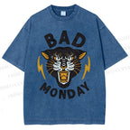 Unisex Bad Monday Tiger Printed Washed Tee