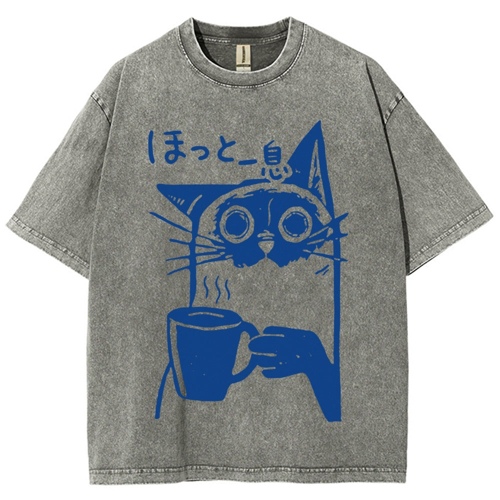 Resting Cat Vintage Washed T-shirt