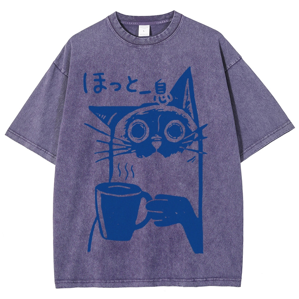 Resting Cat Vintage Washed T-shirt