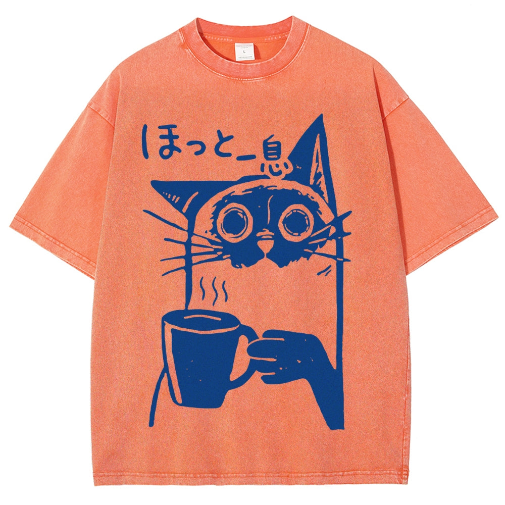 Resting Cat Vintage Washed T-shirt