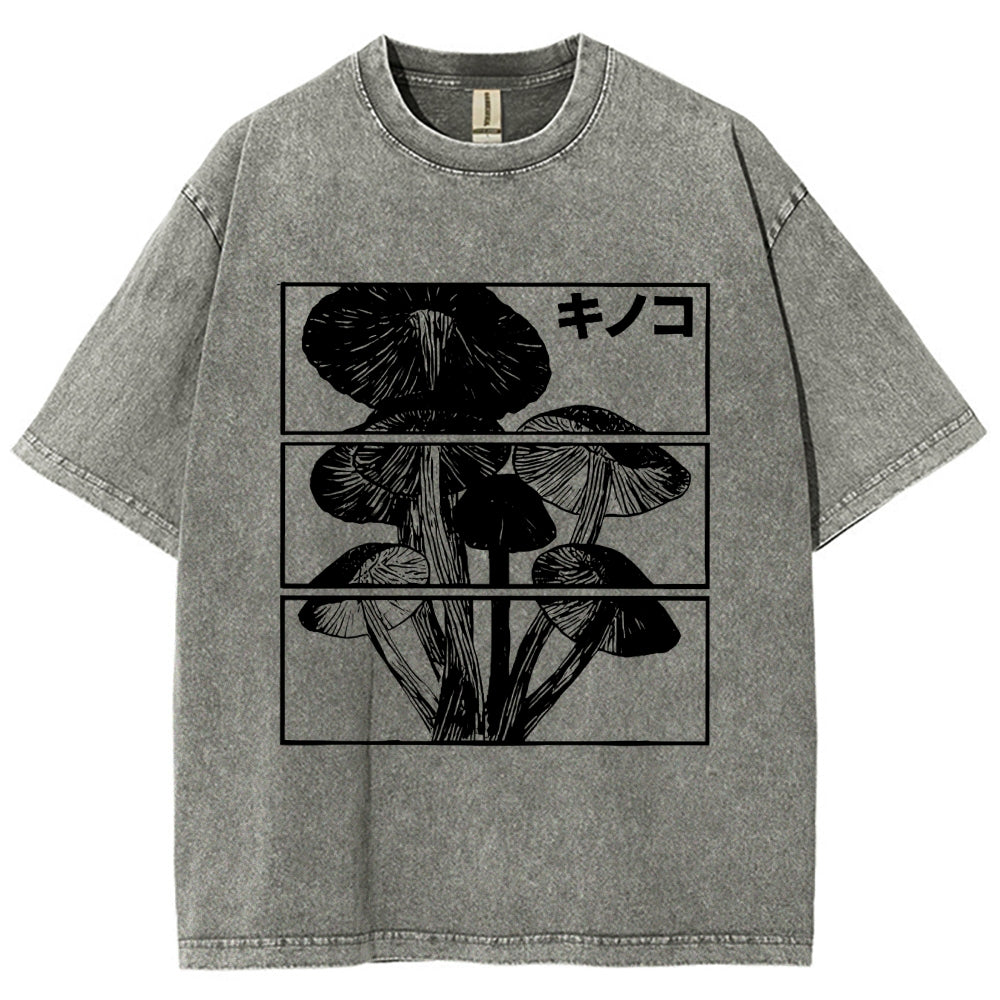 Japanese Mushrooms Washed T-Shirt