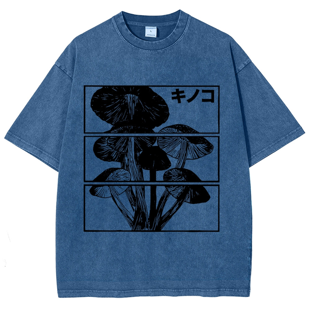 Japanese Mushrooms Washed T-Shirt