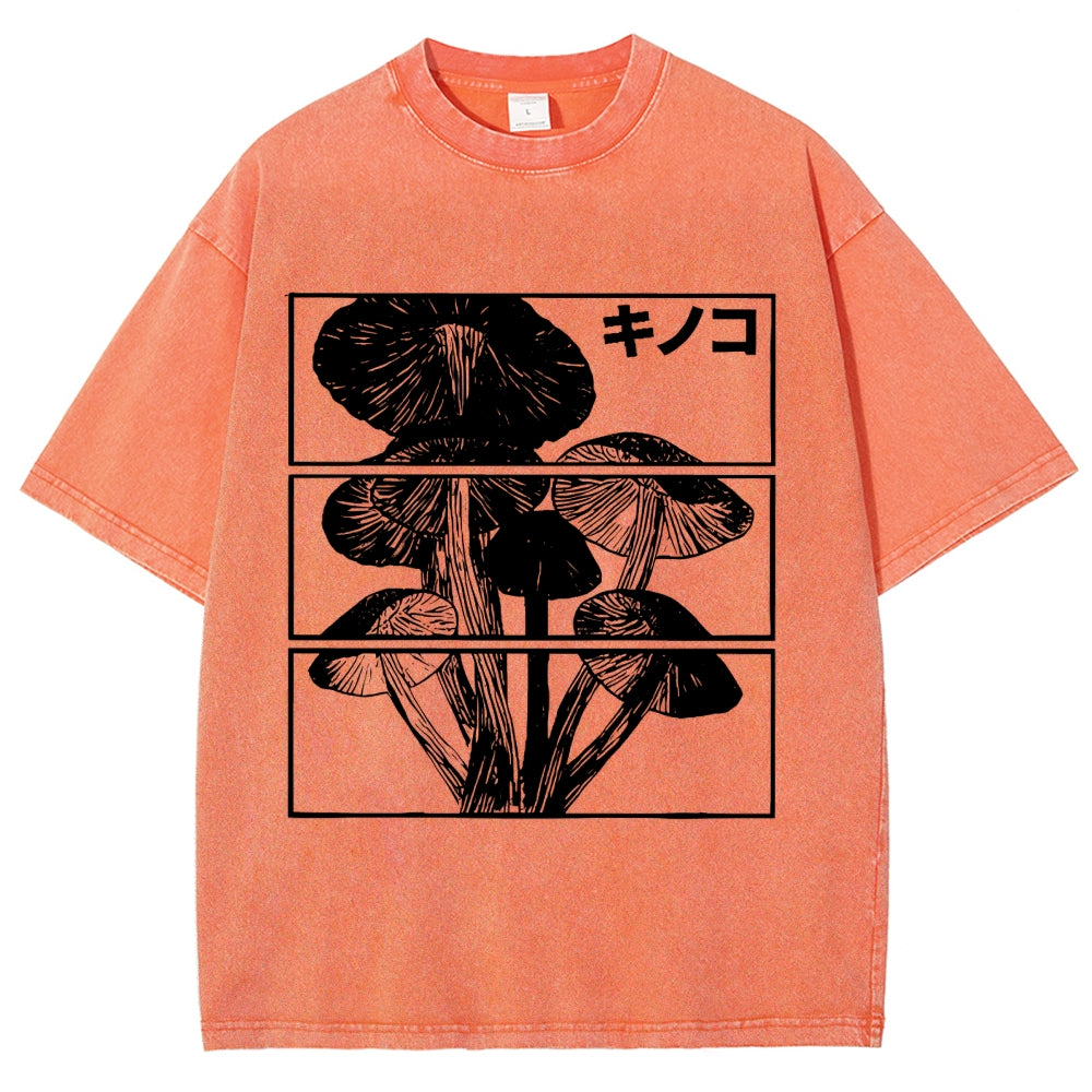 Japanese Mushrooms Washed T-Shirt