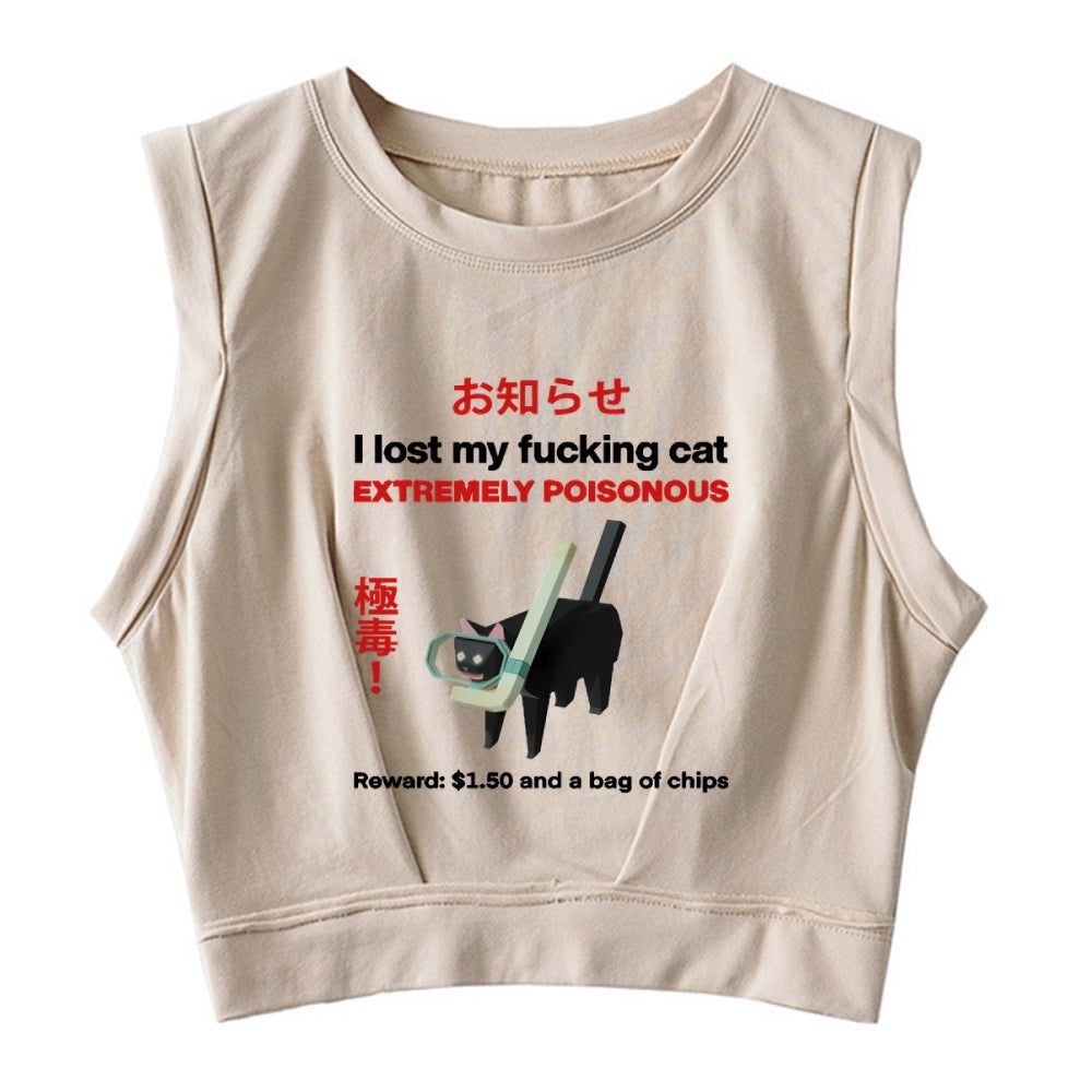 Find The Toxic Cat Funny Sleeveless Crop Top