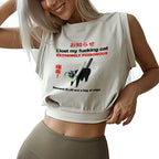 Find The Toxic Cat Funny Sleeveless Crop Top