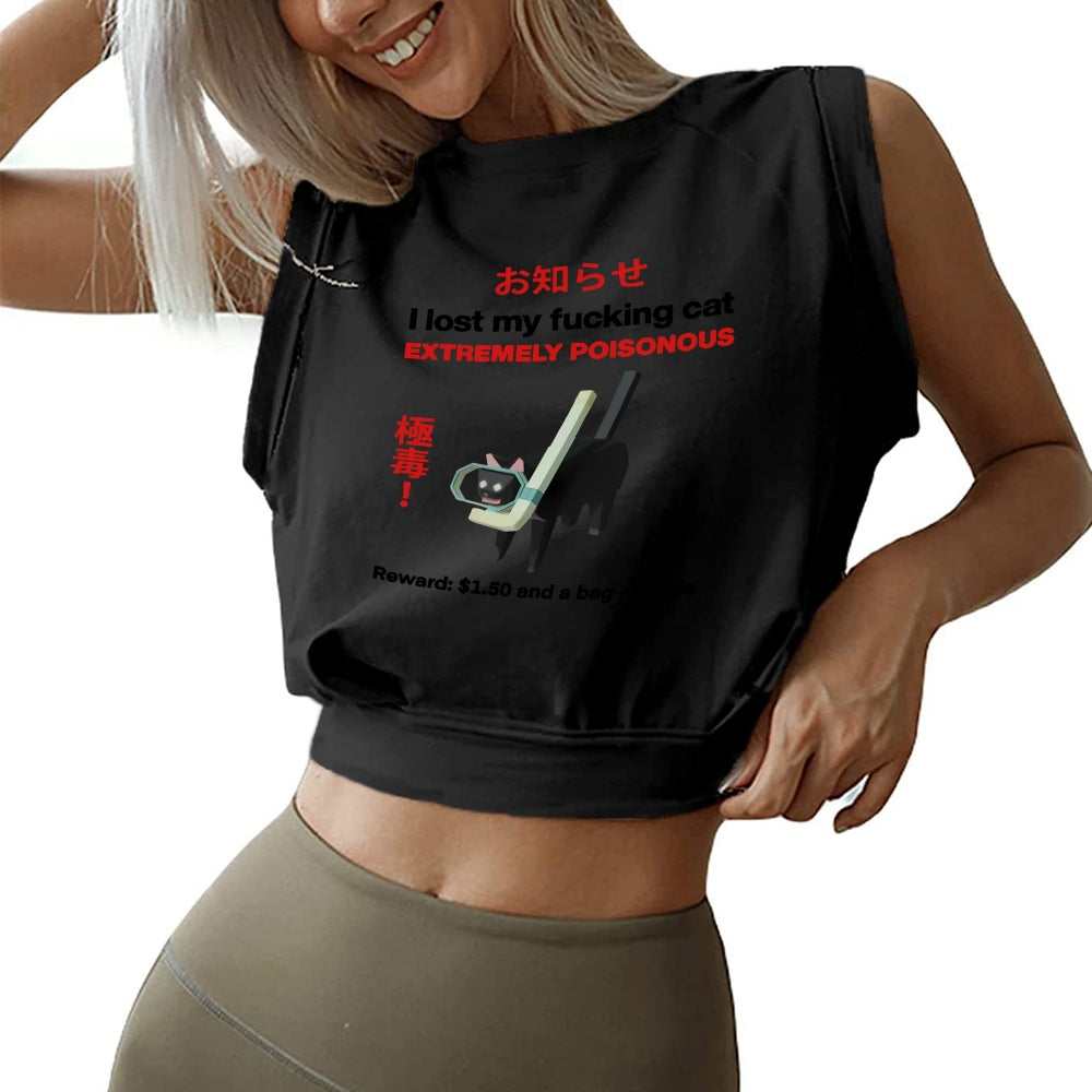 Find The Toxic Cat Funny Sleeveless Crop Top
