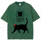 Unisex Missing Cat Printed Washed Tee