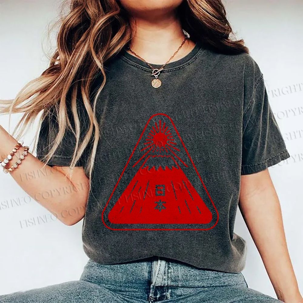 Unisex Japanese Art Printed Washed Tee