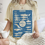 Unisex Japanese Whale Printed Washed Tee