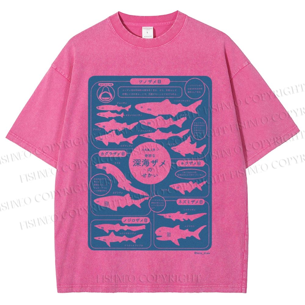Unisex Japanese Whale Printed Washed Tee
