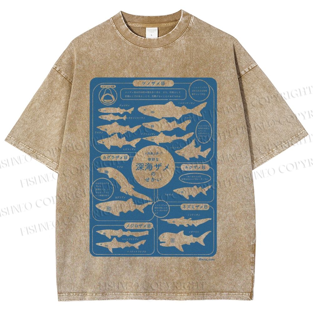 Unisex Japanese Whale Printed Washed Tee