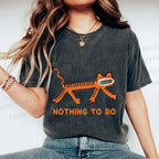 Unisex Funny Tiger Nothing To Do Printed Washed Tee