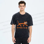 Unisex Funny Tiger Nothing To Do Printed Washed Tee