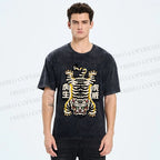 Unisex Vintage Strong Tiger Printed Washed Tee