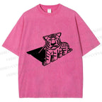 Unisex Paper Tiger Shadow Printed Washed Tee