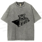 Unisex Paper Tiger Shadow Printed Washed Tee
