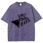 Unisex Paper Tiger Shadow Printed Washed Tee