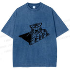 Unisex Paper Tiger Shadow Printed Washed Tee