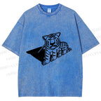 Unisex Paper Tiger Shadow Printed Washed Tee