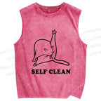 Unisex Cat Self Cleaning Printed Washed Tank Top
