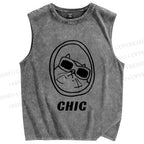 Unisex Chic Cat In Mirror Printed Washed Tank Top