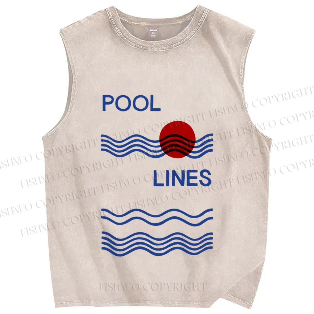 Unisex Pool Lines Printed Washed Tank Top