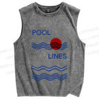 Unisex Pool Lines Printed Washed Tank Top