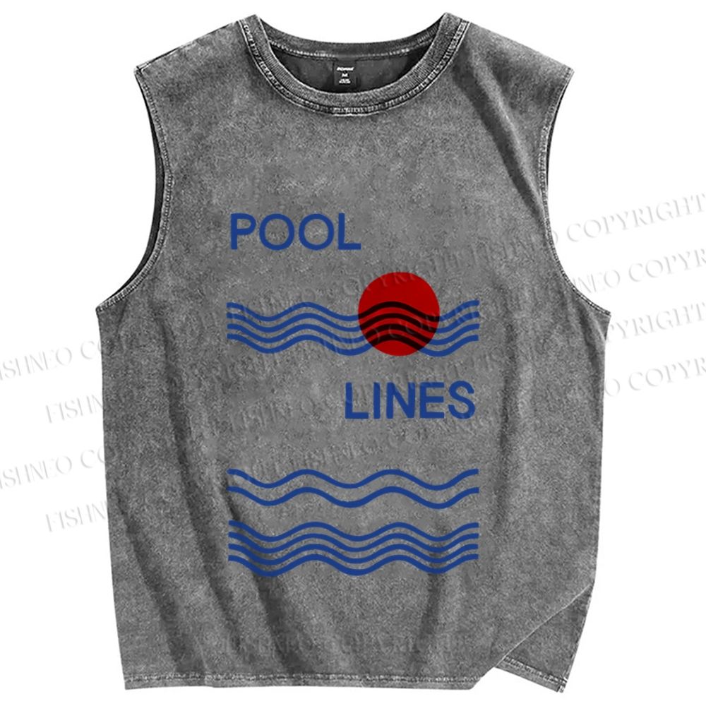 Unisex Pool Lines Printed Washed Tank Top