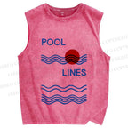 Unisex Pool Lines Printed Washed Tank Top